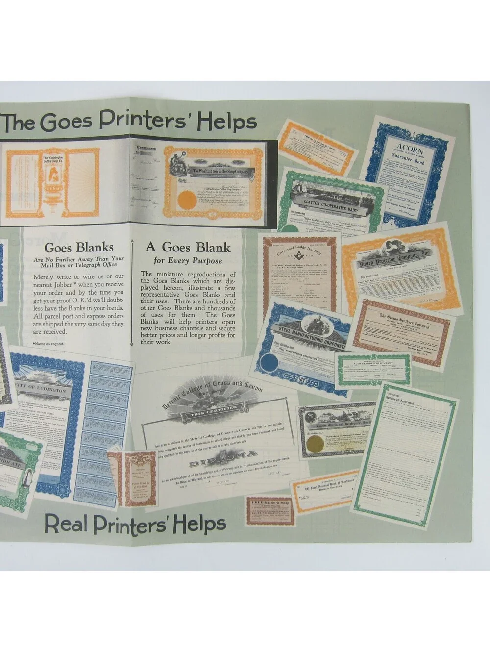 Vintage 1920s Goes Lithography Company Printers Bifold Advertising Brochure RARE